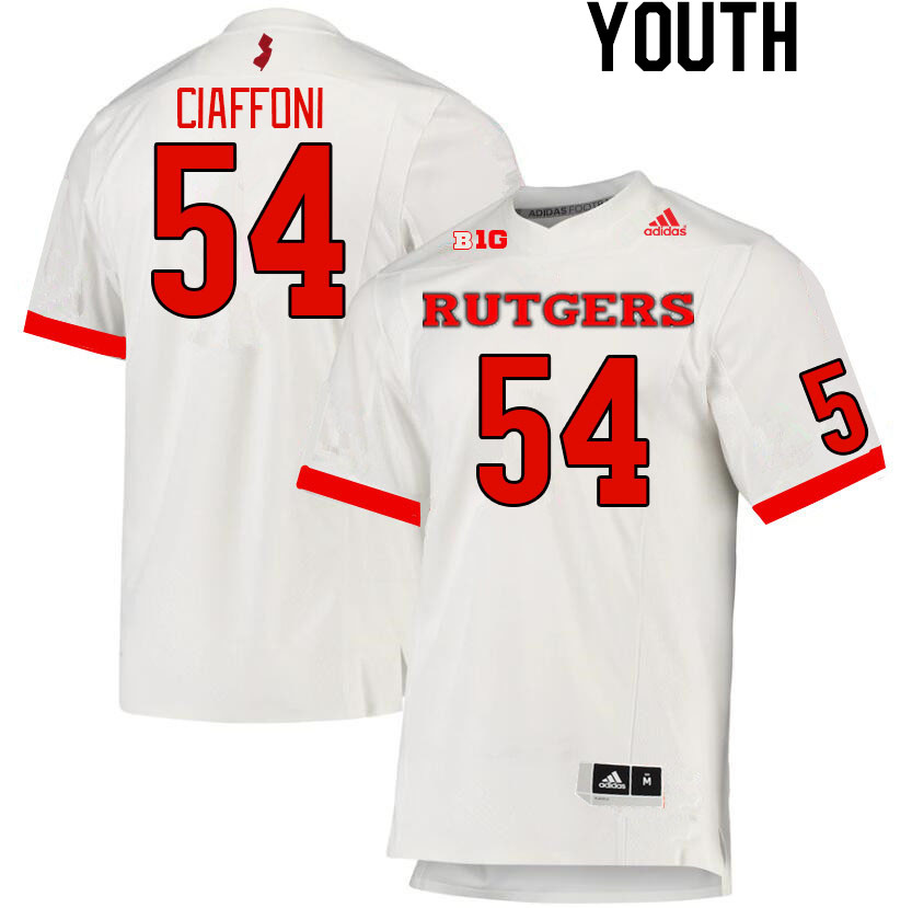 Youth #54 Nick Ciaffoni Rutgers Scarlet Knights College Football Jerseys Stitched Sale-White - Click Image to Close